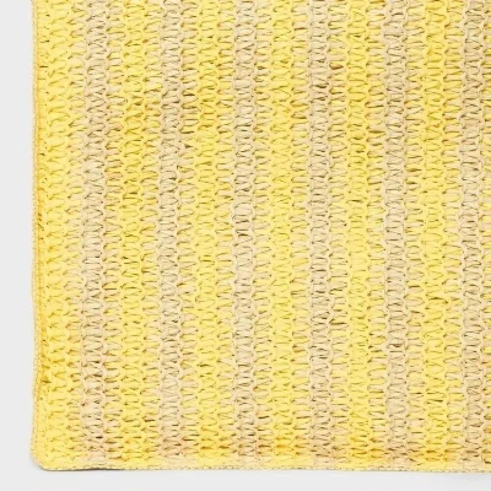 Universal Thread Crochet Woven Handbag Yellow Beige Tote Single Compartment - Picture 5 of 11